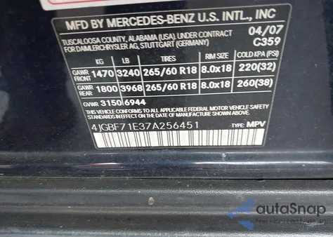 2007 Mercedes-Benz Gl 450 4Matic z USA, uszkodzony, nr VIN 4JGBF71E37A256451